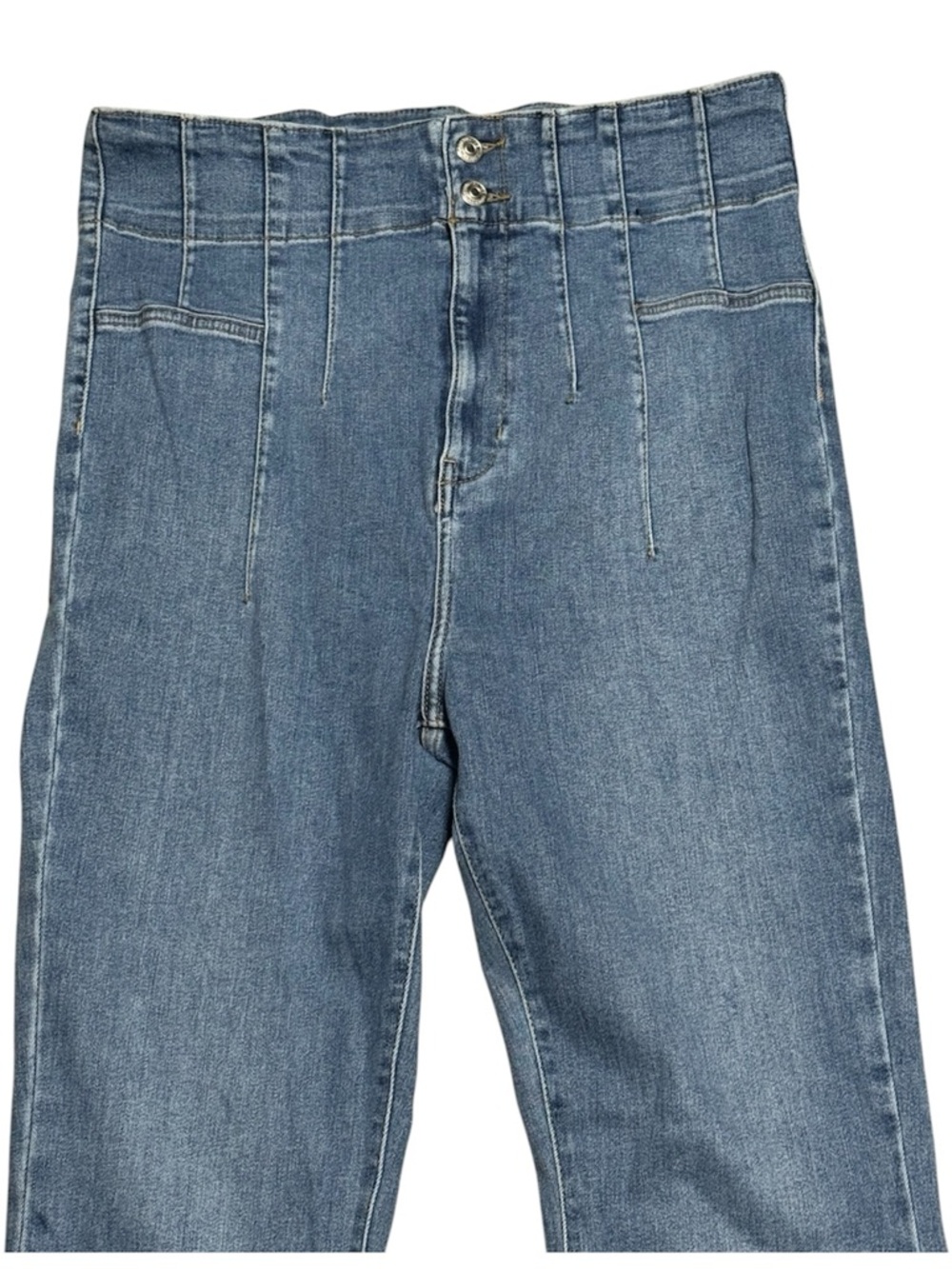 078 WE THE FREE Women's Jayde Flare Jeans, Sunburst Blue, Sz 32 - Picture 6 of 14
